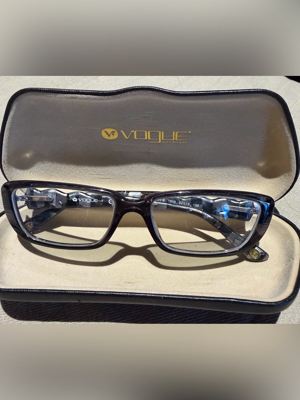 Vogue Marble Gray and Black Rectangular Eyeglass Frames